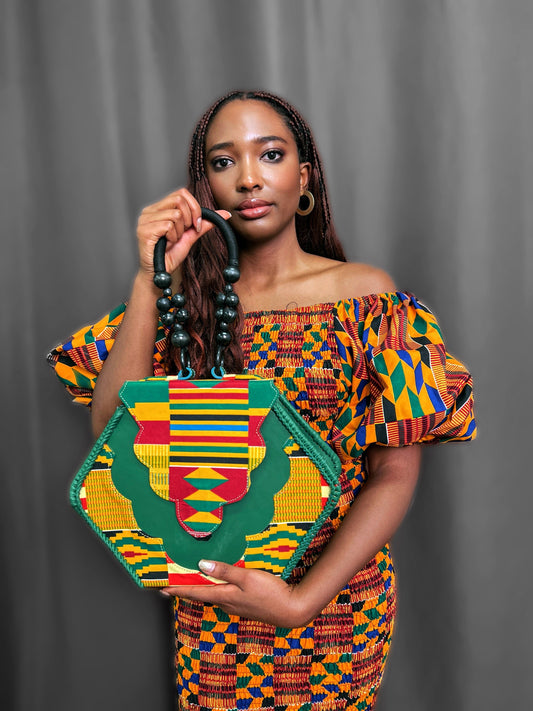 Nahdi Kente Hexagon Handbag